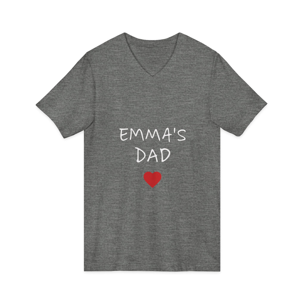 Personalized Dad T-Shirt — "Emma's Dad" Heart V-Neck | Father's Day Gift
