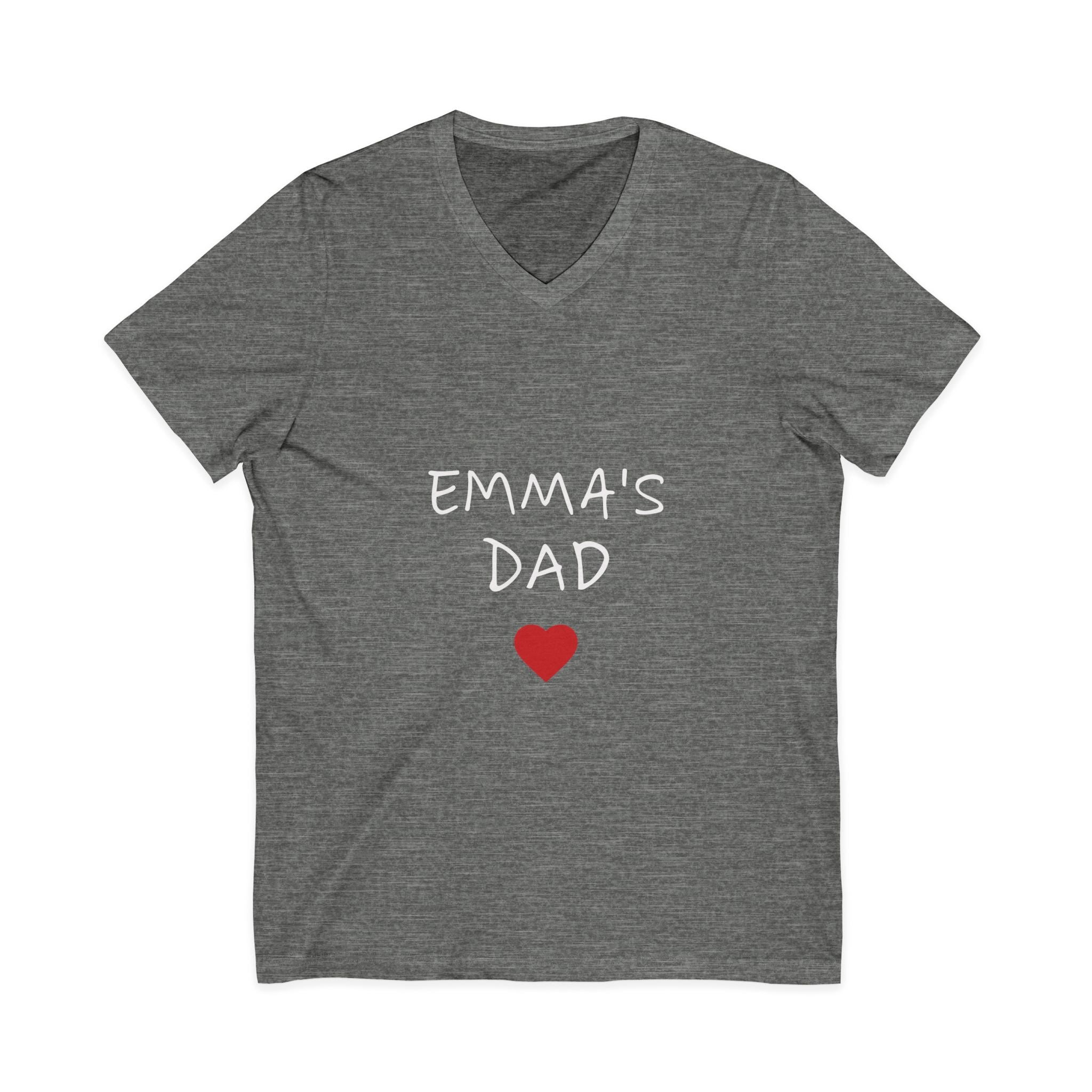 Personalized Dad T-Shirt — "Emma's Dad" Heart V-Neck | Father's Day Gift