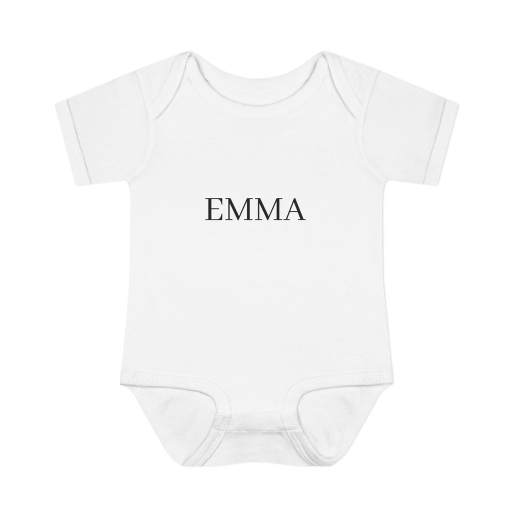 Personalized Baby Bodysuit – Classic Name Print (e.g., EMMA)