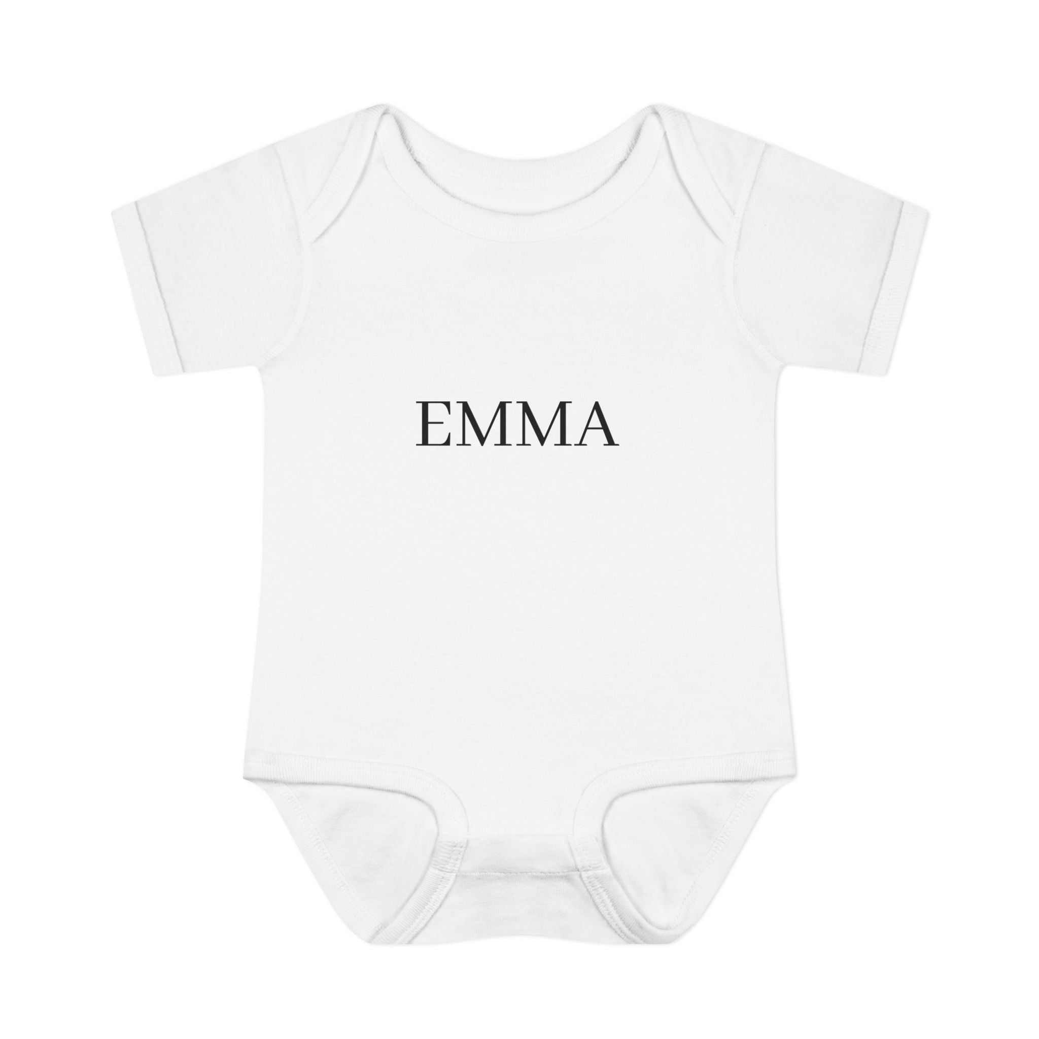 Personalized Baby Bodysuit – Classic Name Print (e.g., EMMA)