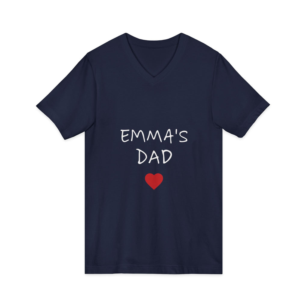 Personalized Dad T-Shirt — "Emma's Dad" Heart V-Neck | Father's Day Gift