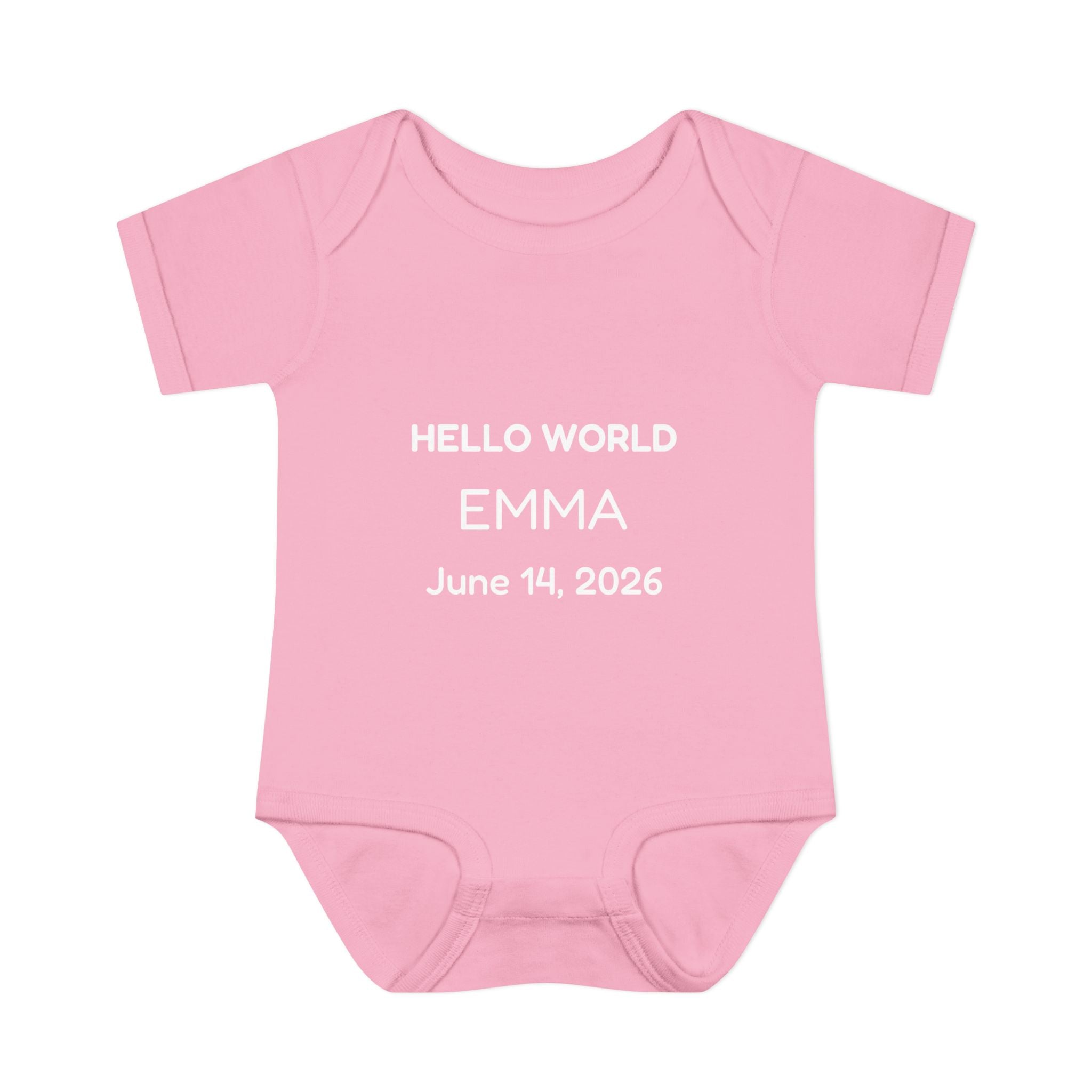 Hello World Personalized Baby Bodysuit — Name & Birthdate Newborn Onesie Gift