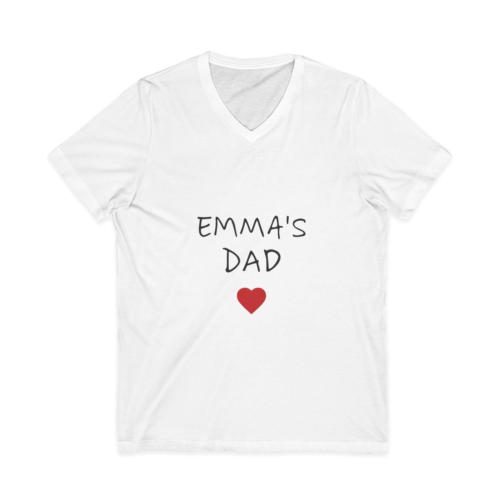 Personalized Dad T-Shirt — "Emma's Dad" Heart V-Neck | Father's Day Gift