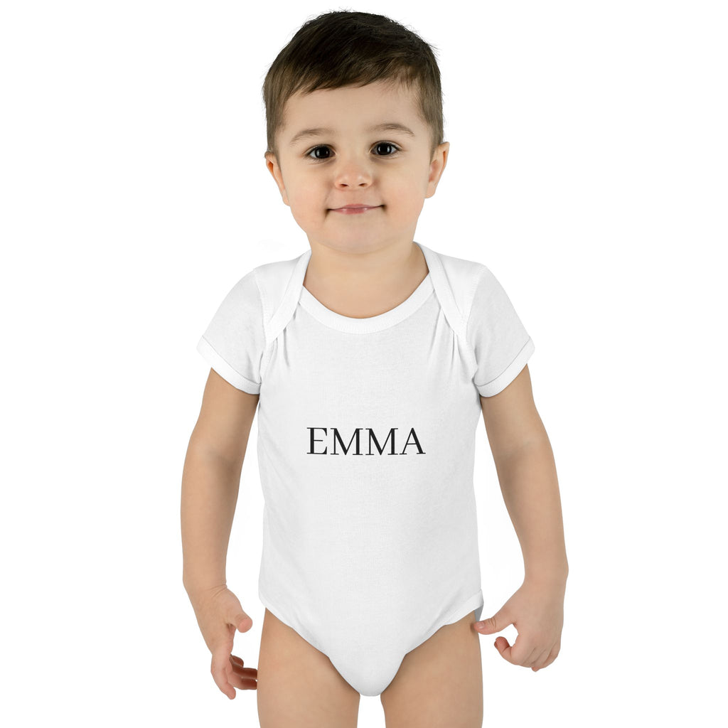 Personalized Baby Bodysuit – Classic Name Print (e.g., EMMA)