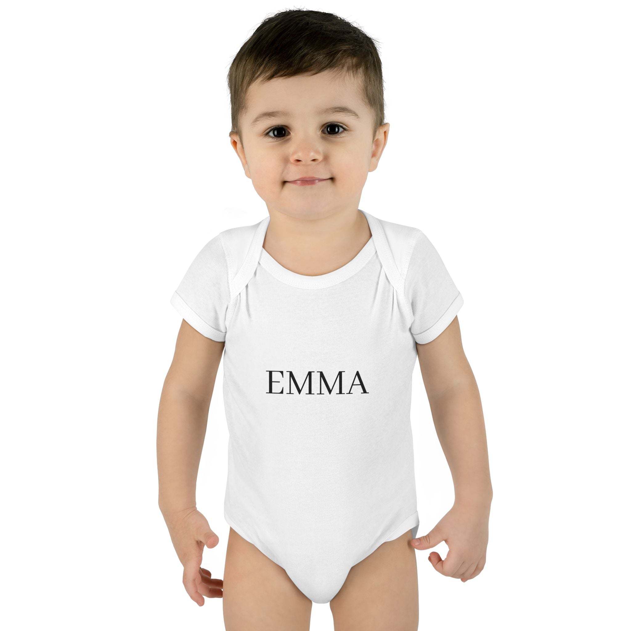 Personalized Baby Bodysuit – Classic Name Print (e.g., EMMA)