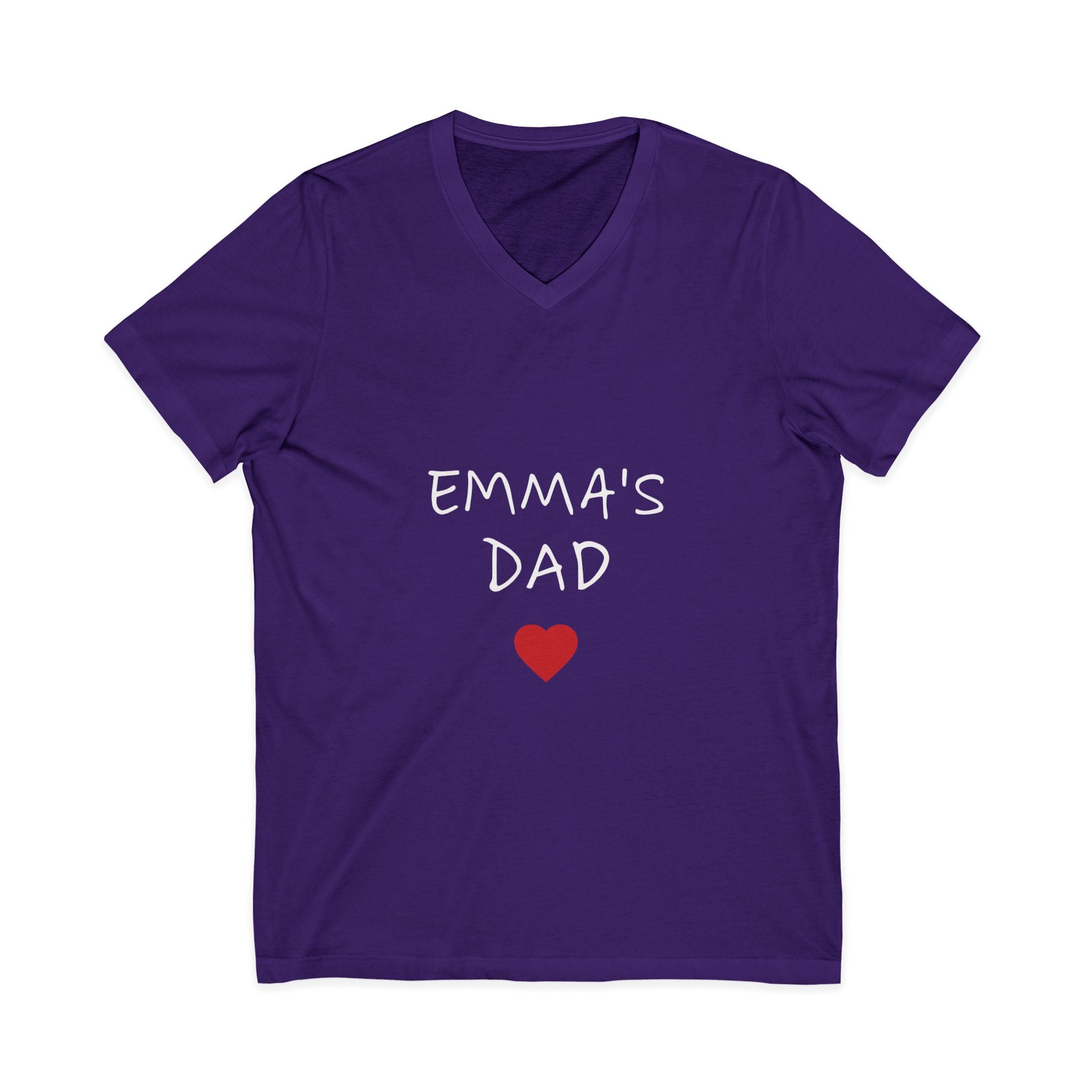 Personalized Dad T-Shirt — "Emma's Dad" Heart V-Neck | Father's Day Gift