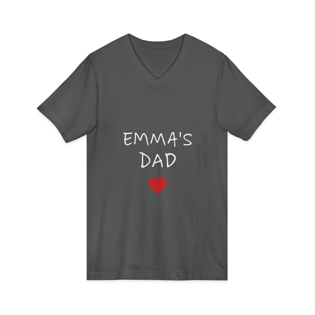 Personalized Dad T-Shirt — "Emma's Dad" Heart V-Neck | Father's Day Gift