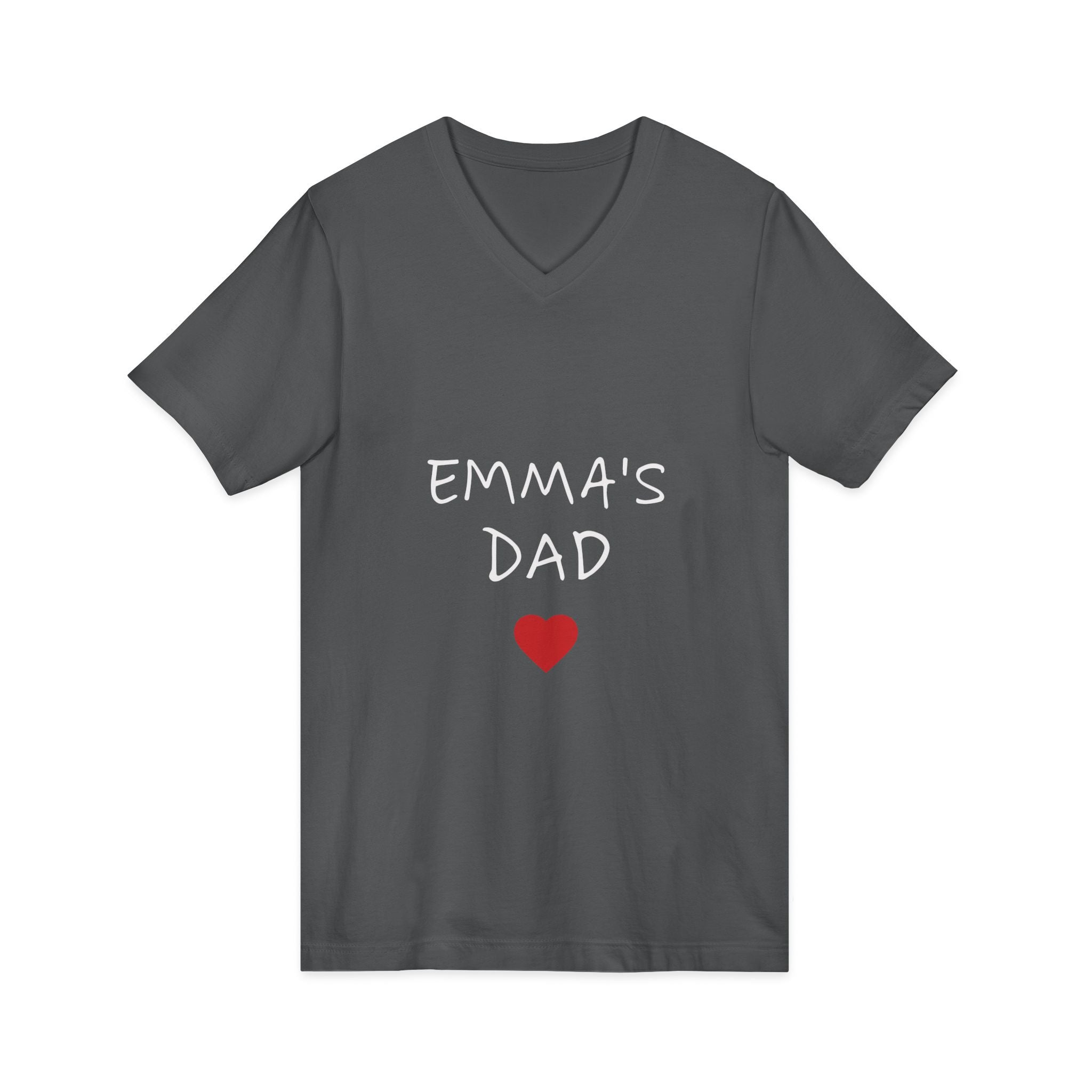 Personalized Dad T-Shirt — "Emma's Dad" Heart V-Neck | Father's Day Gift