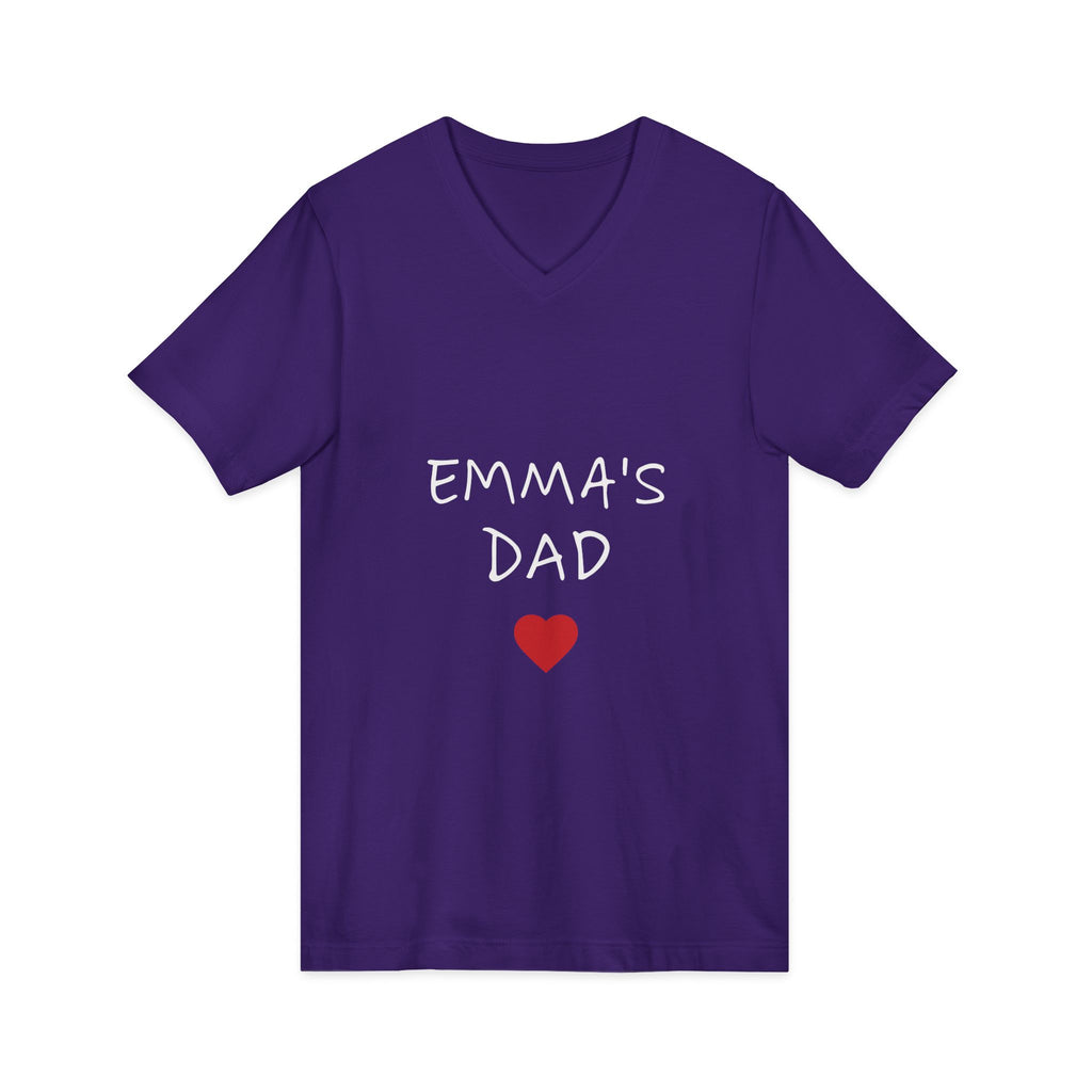 Personalized Dad T-Shirt — "Emma's Dad" Heart V-Neck | Father's Day Gift