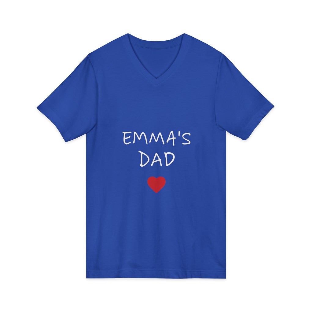 Personalized Dad T-Shirt — "Emma's Dad" Heart V-Neck | Father's Day Gift