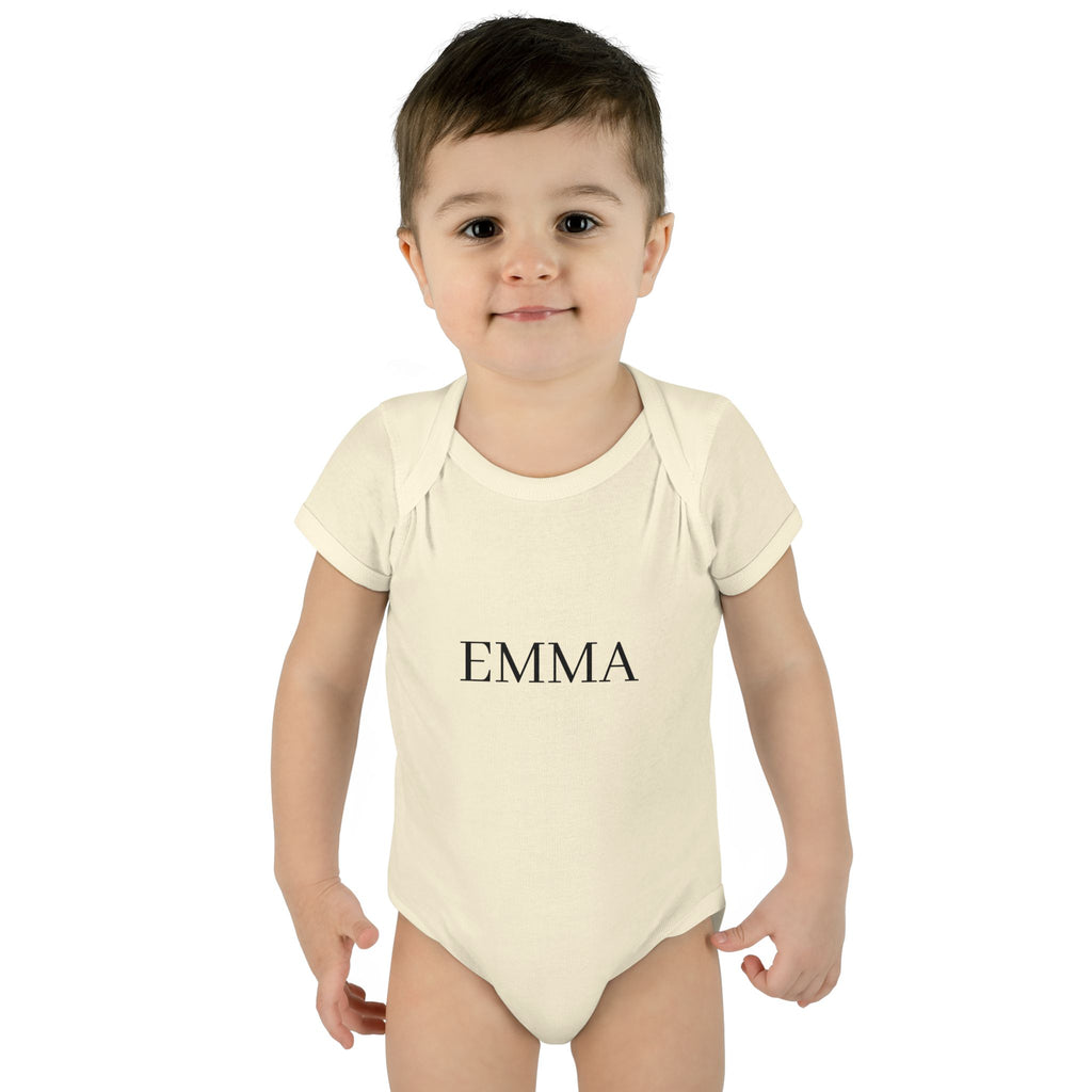 Personalized Baby Bodysuit – Classic Name Print (e.g., EMMA)