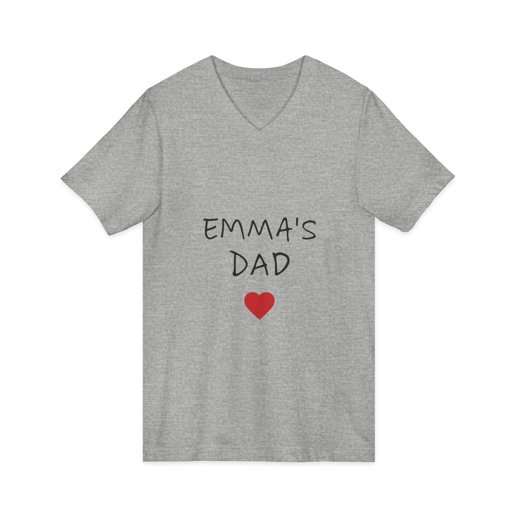 Personalized Dad T-Shirt — "Emma's Dad" Heart V-Neck | Father's Day Gift