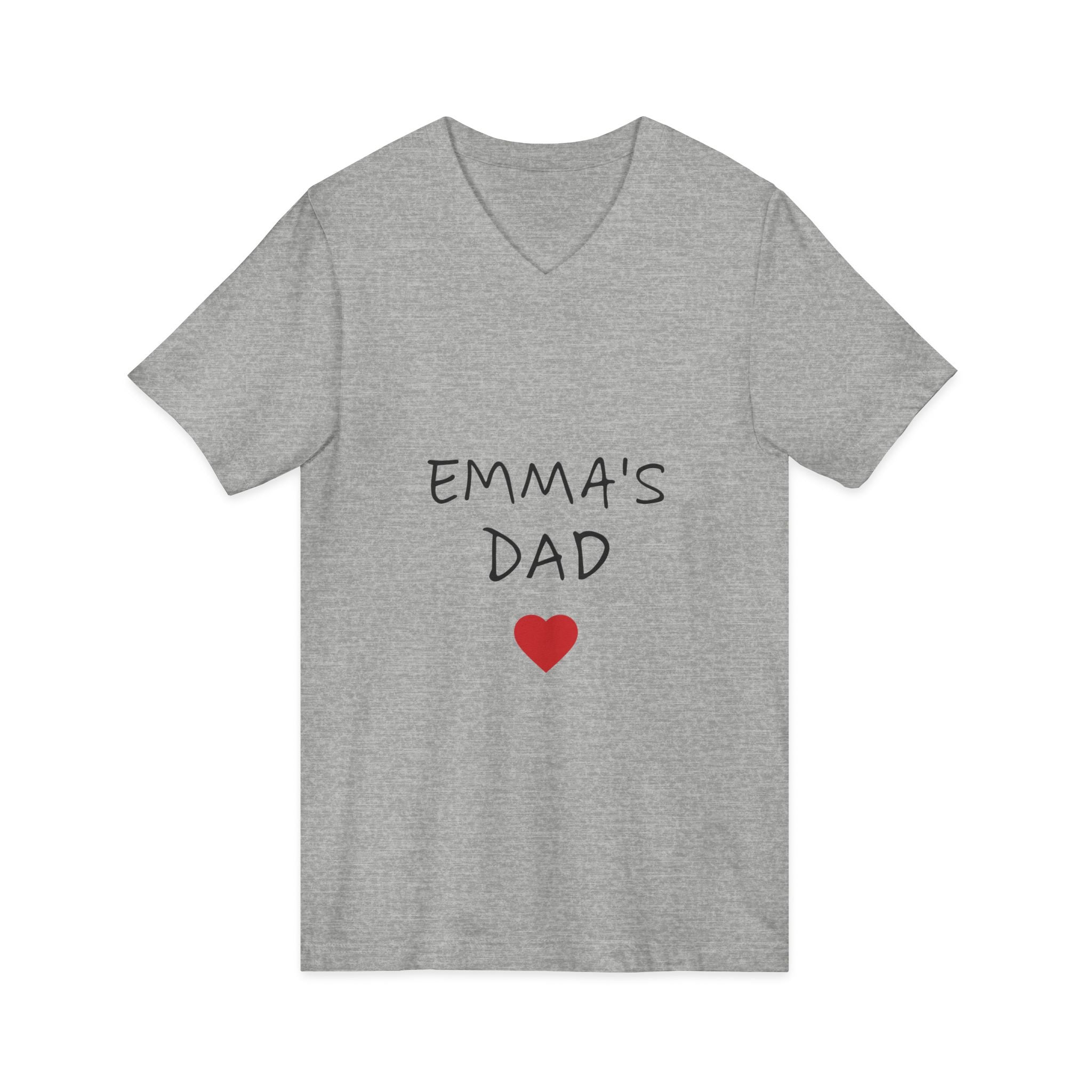 Personalized Dad T-Shirt — "Emma's Dad" Heart V-Neck | Father's Day Gift