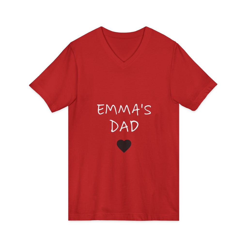Personalized Dad T-Shirt — "Emma's Dad" Heart V-Neck | Father's Day Gift
