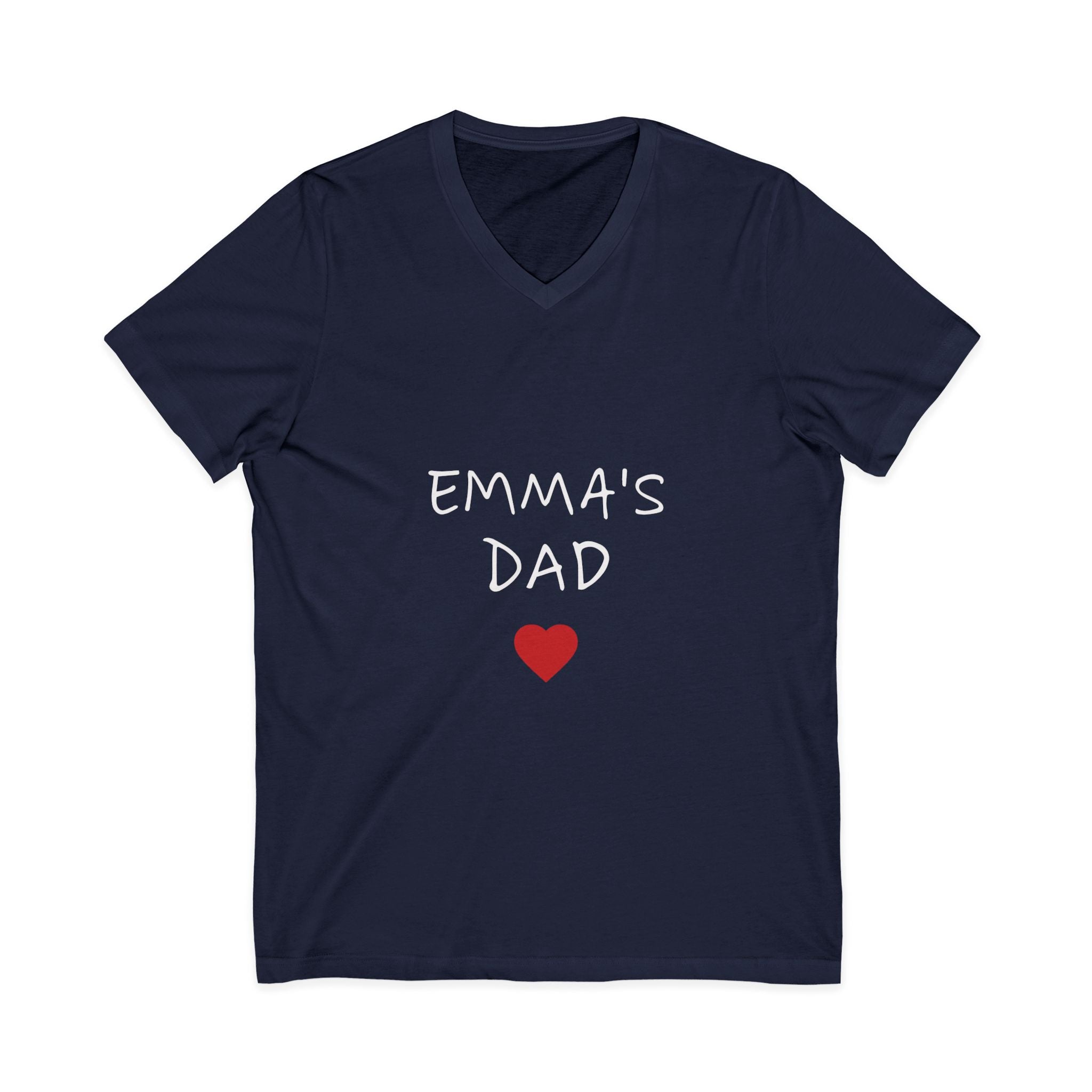 Personalized Dad T-Shirt — "Emma's Dad" Heart V-Neck | Father's Day Gift