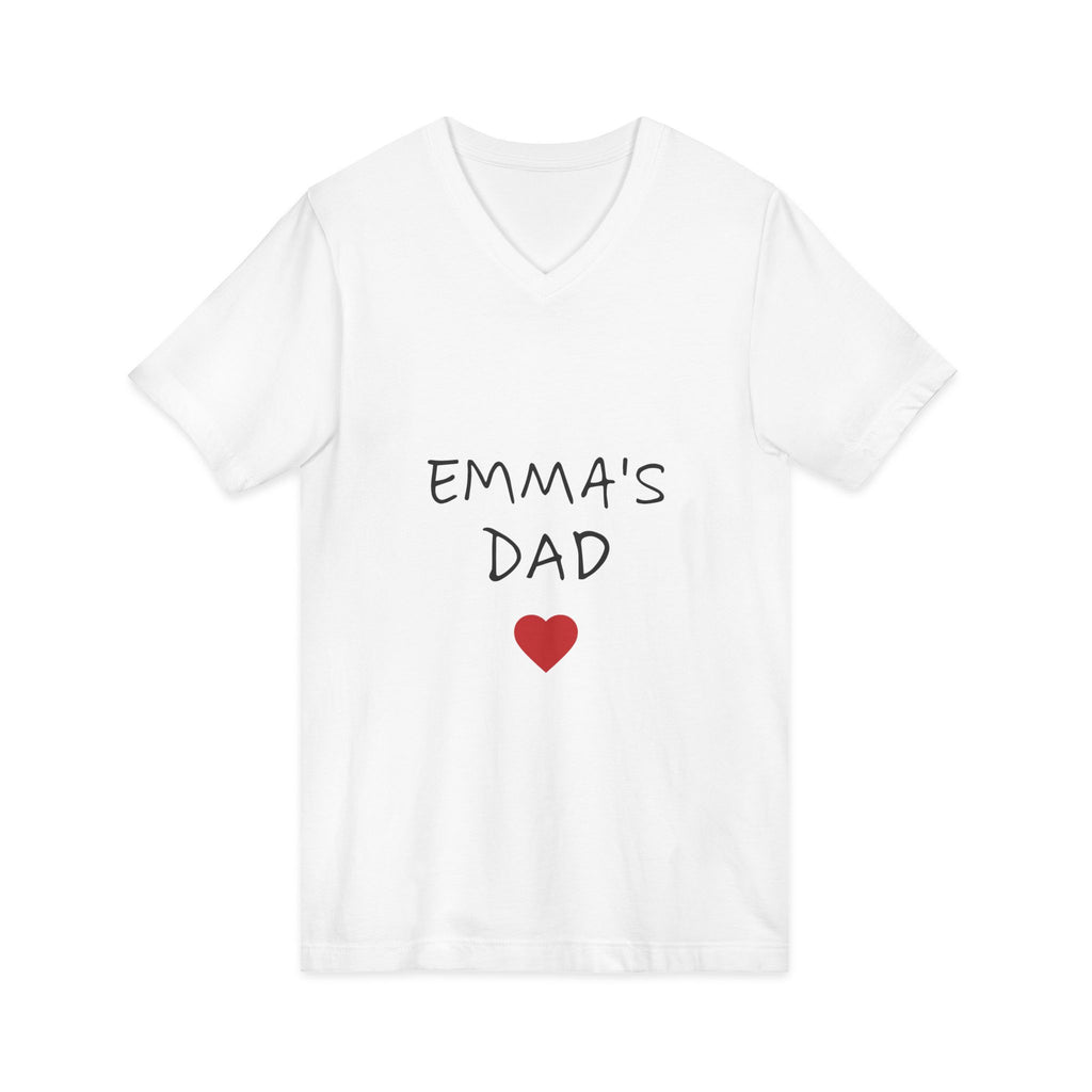 Personalized Dad T-Shirt — "Emma's Dad" Heart V-Neck | Father's Day Gift