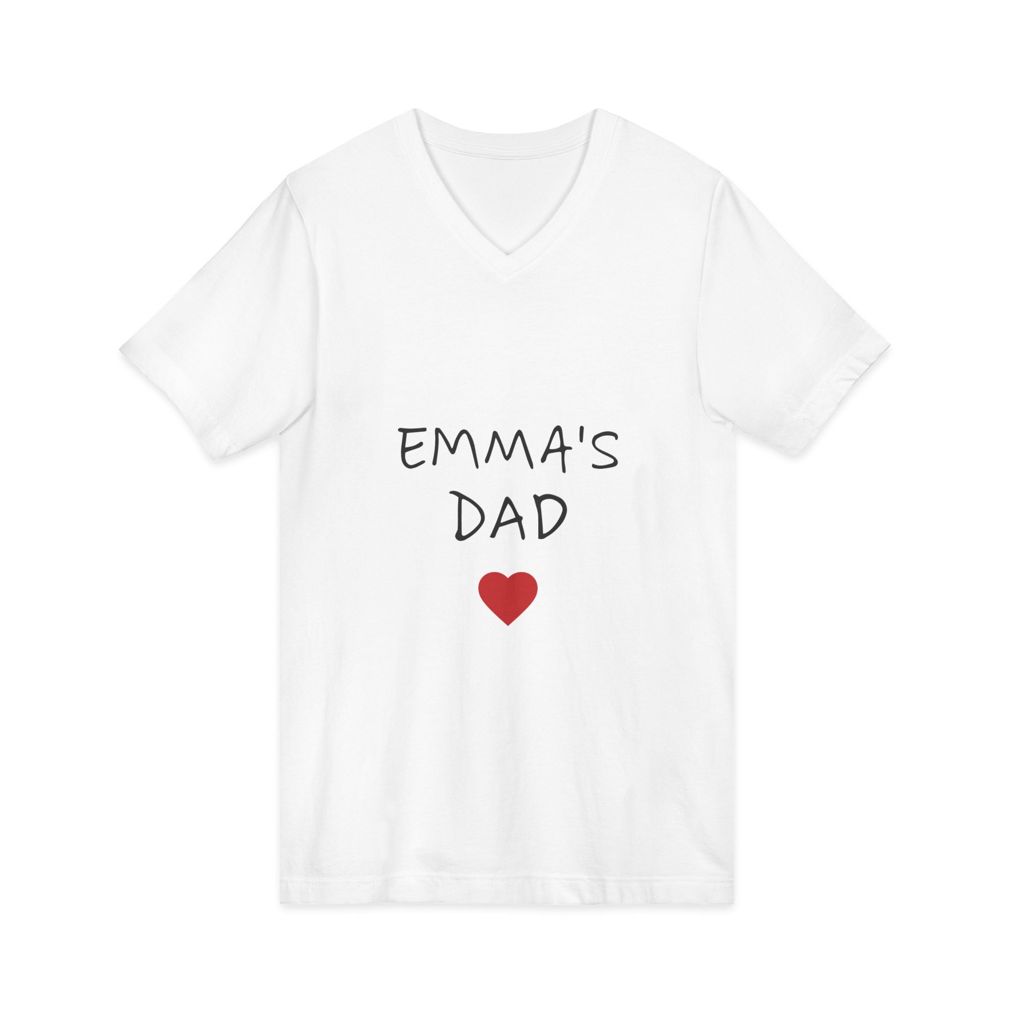 Personalized Dad T-Shirt — "Emma's Dad" Heart V-Neck | Father's Day Gift