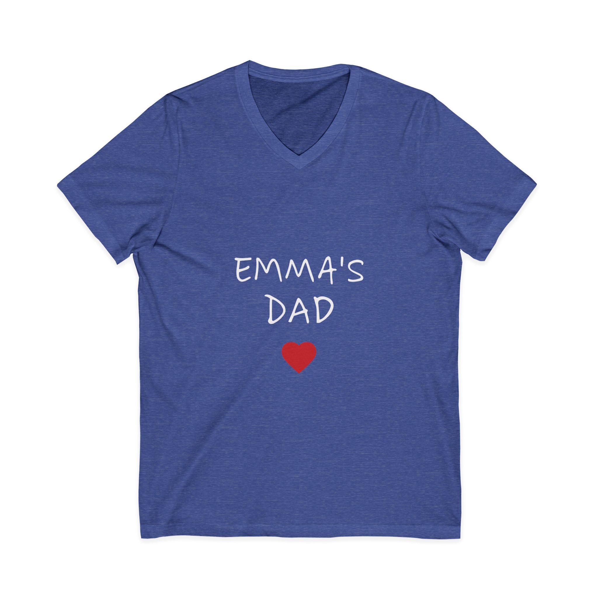 Personalized Dad T-Shirt — "Emma's Dad" Heart V-Neck | Father's Day Gift