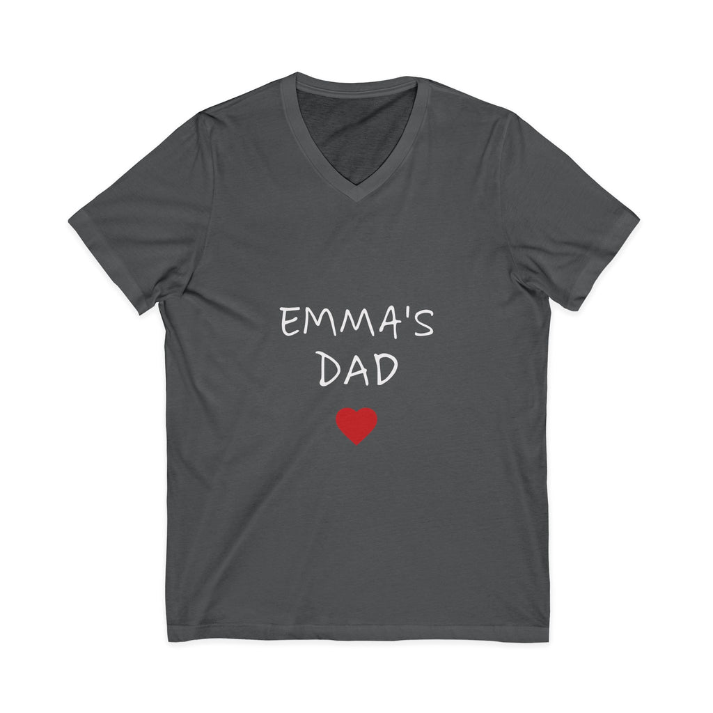 Personalized Dad T-Shirt — "Emma's Dad" Heart V-Neck | Father's Day Gift