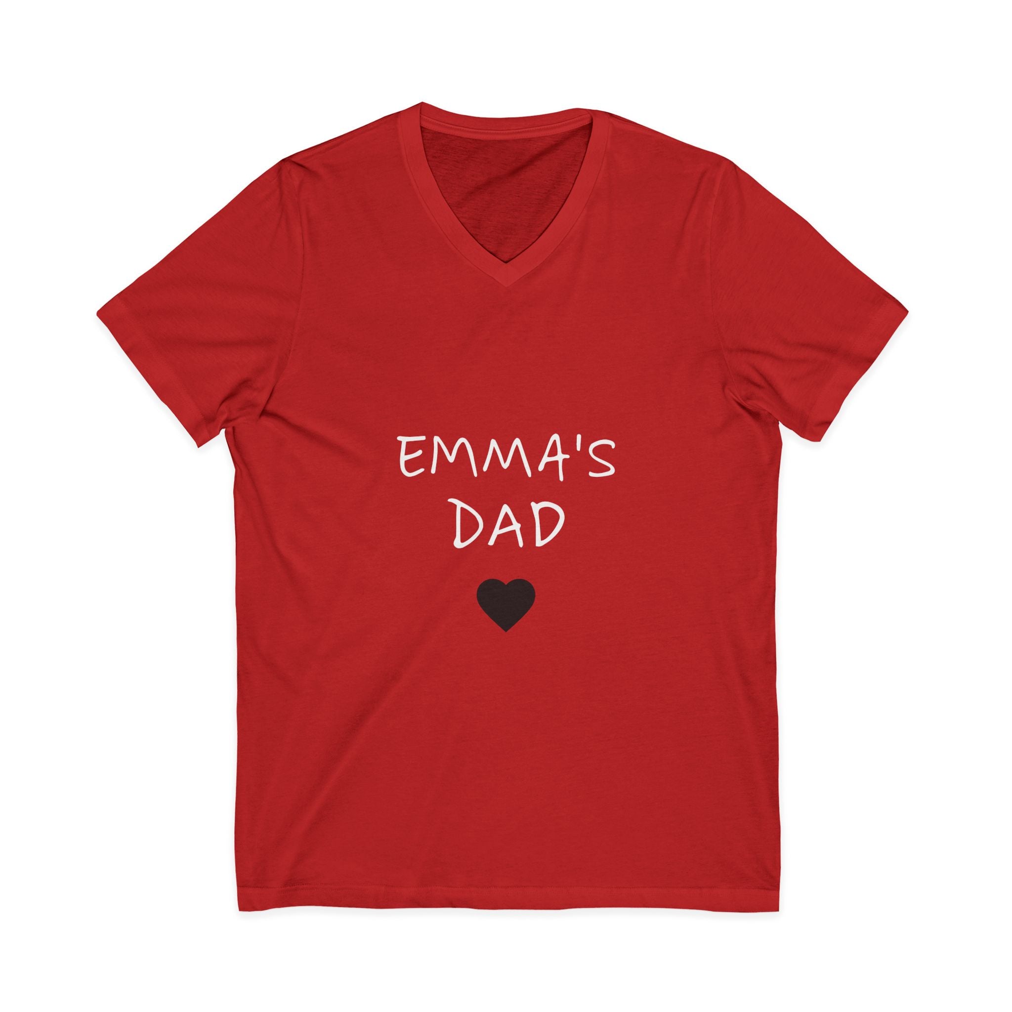 Personalized Dad T-Shirt — "Emma's Dad" Heart V-Neck | Father's Day Gift
