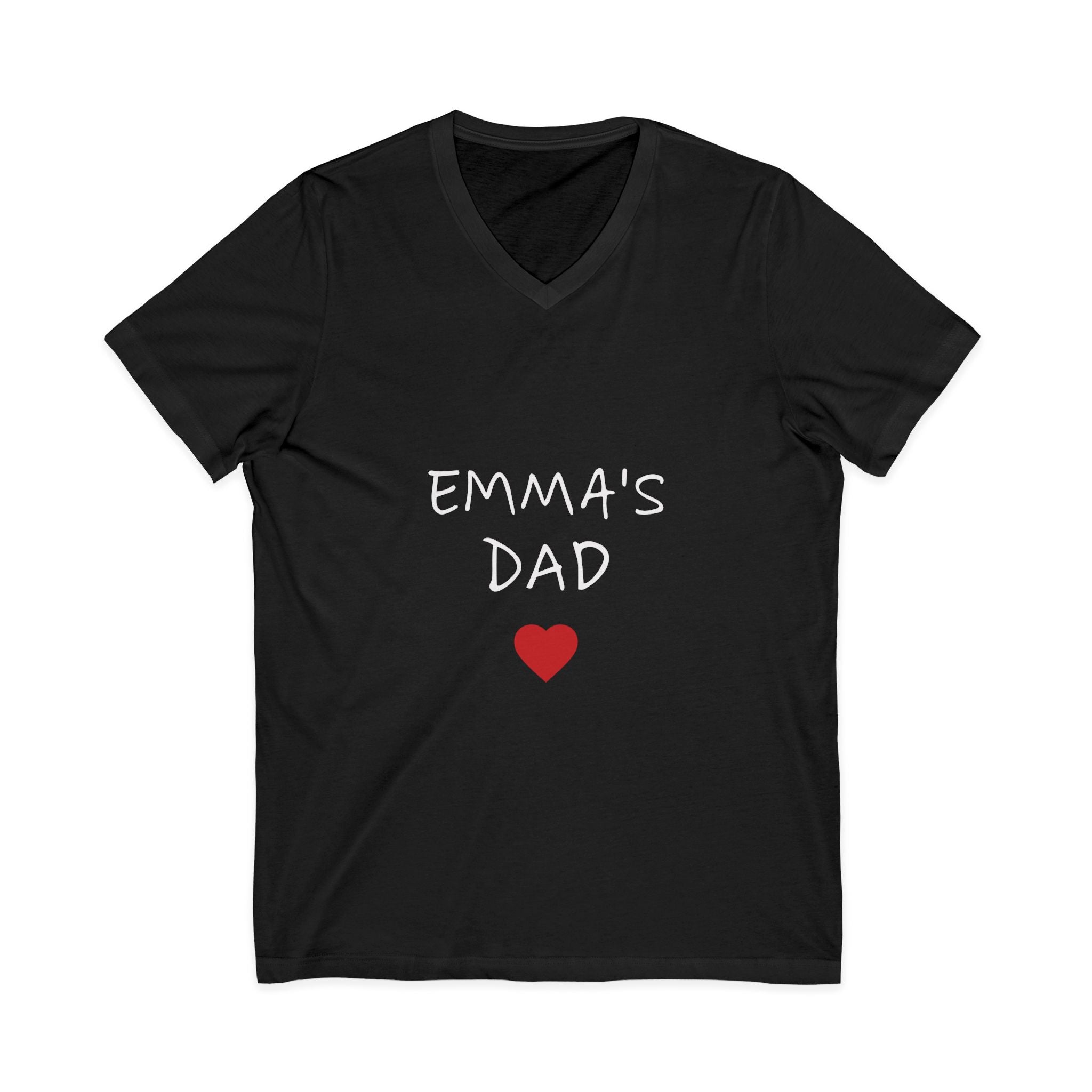 Personalized Dad T-Shirt — "Emma's Dad" Heart V-Neck | Father's Day Gift