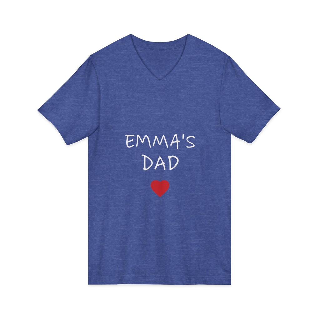 Personalized Dad T-Shirt — "Emma's Dad" Heart V-Neck | Father's Day Gift