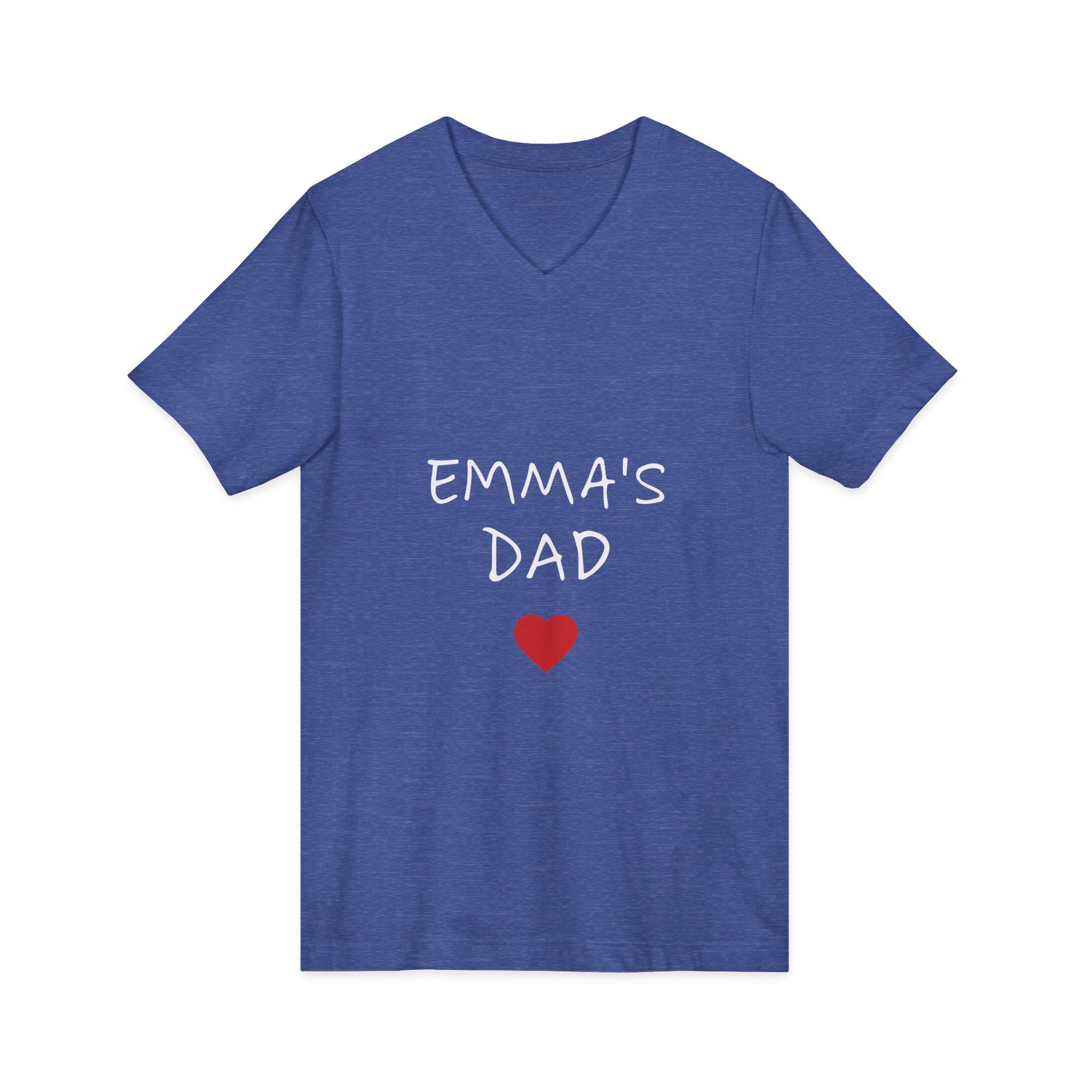 Personalized Dad T-Shirt — "Emma's Dad" Heart V-Neck | Father's Day Gift