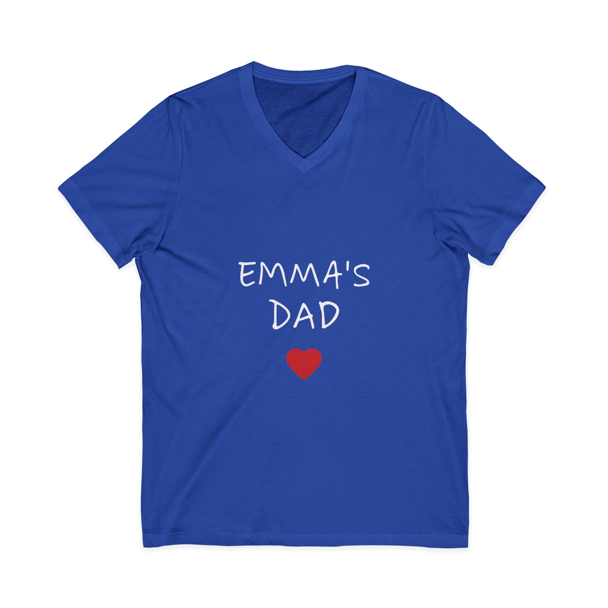 Personalized Dad T-Shirt — "Emma's Dad" Heart V-Neck | Father's Day Gift