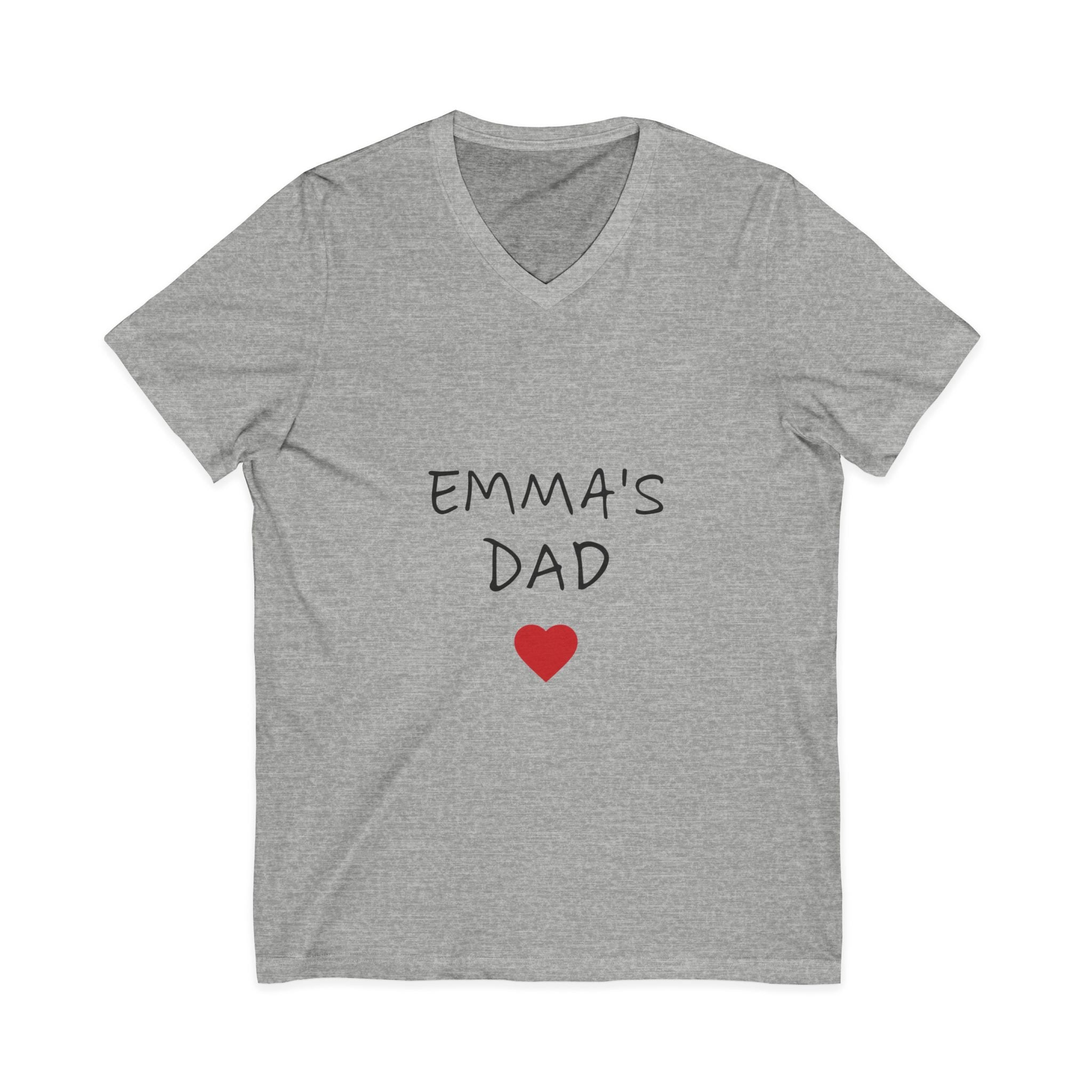 Personalized Dad T-Shirt — "Emma's Dad" Heart V-Neck | Father's Day Gift