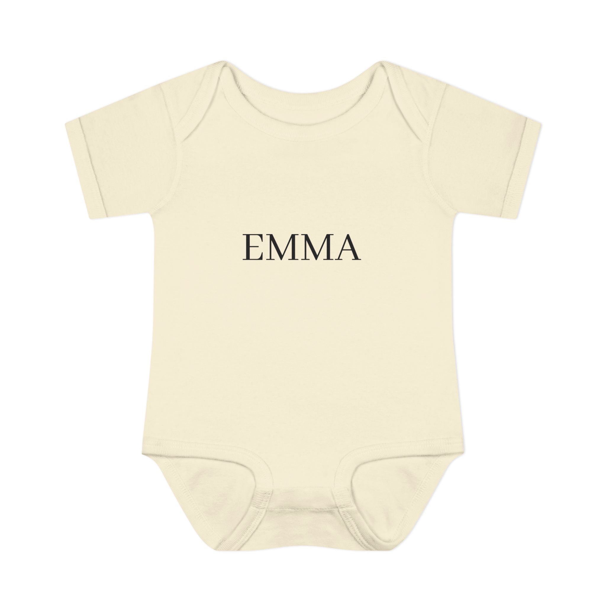 Personalized Baby Bodysuit – Classic Name Print (e.g., EMMA)