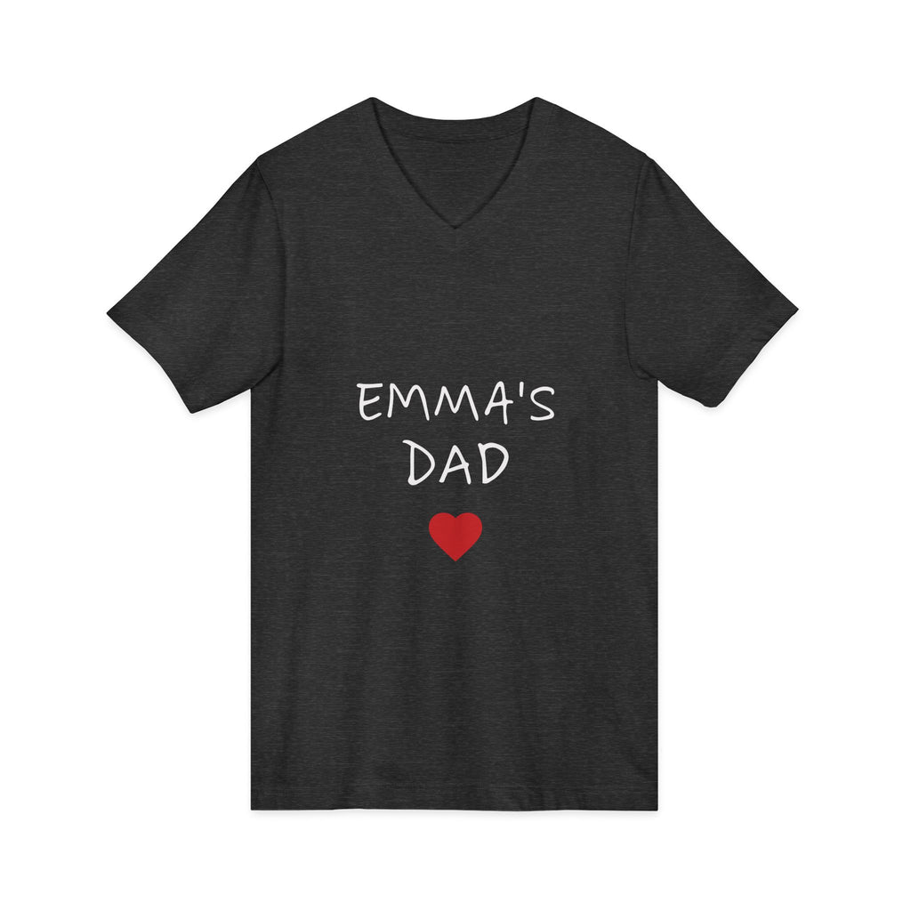 Personalized Dad T-Shirt — "Emma's Dad" Heart V-Neck | Father's Day Gift