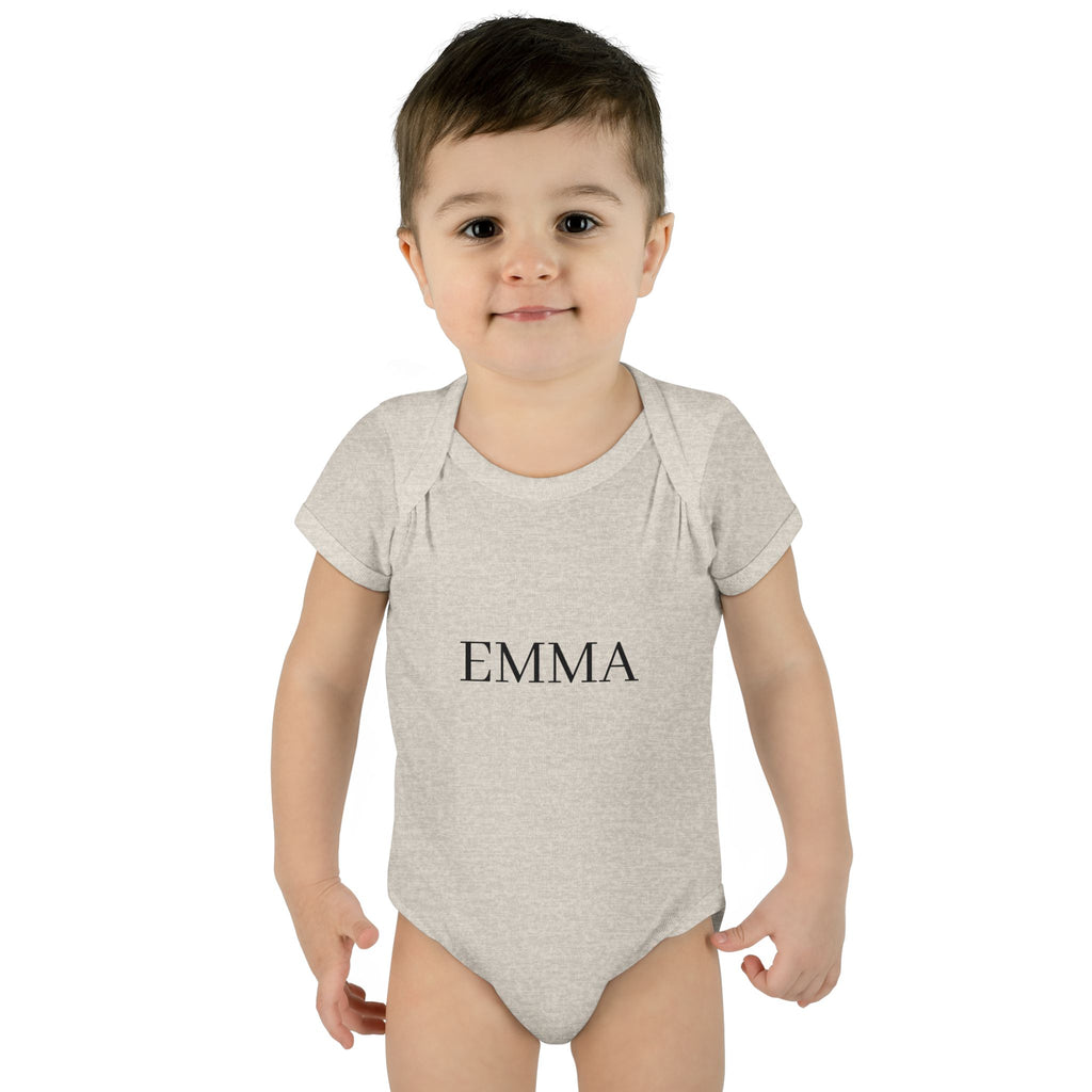 Personalized Baby Bodysuit – Classic Name Print (e.g., EMMA)