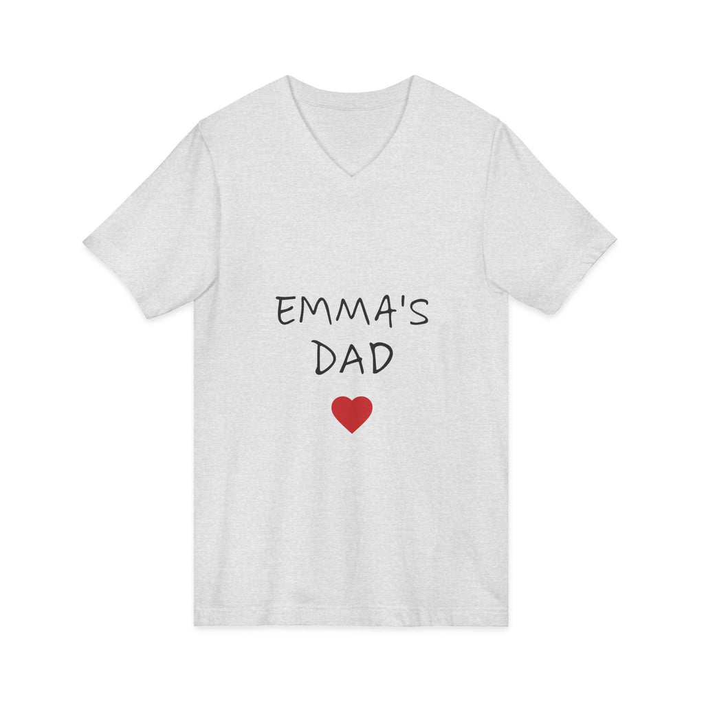 Personalized Dad T-Shirt — "Emma's Dad" Heart V-Neck | Father's Day Gift