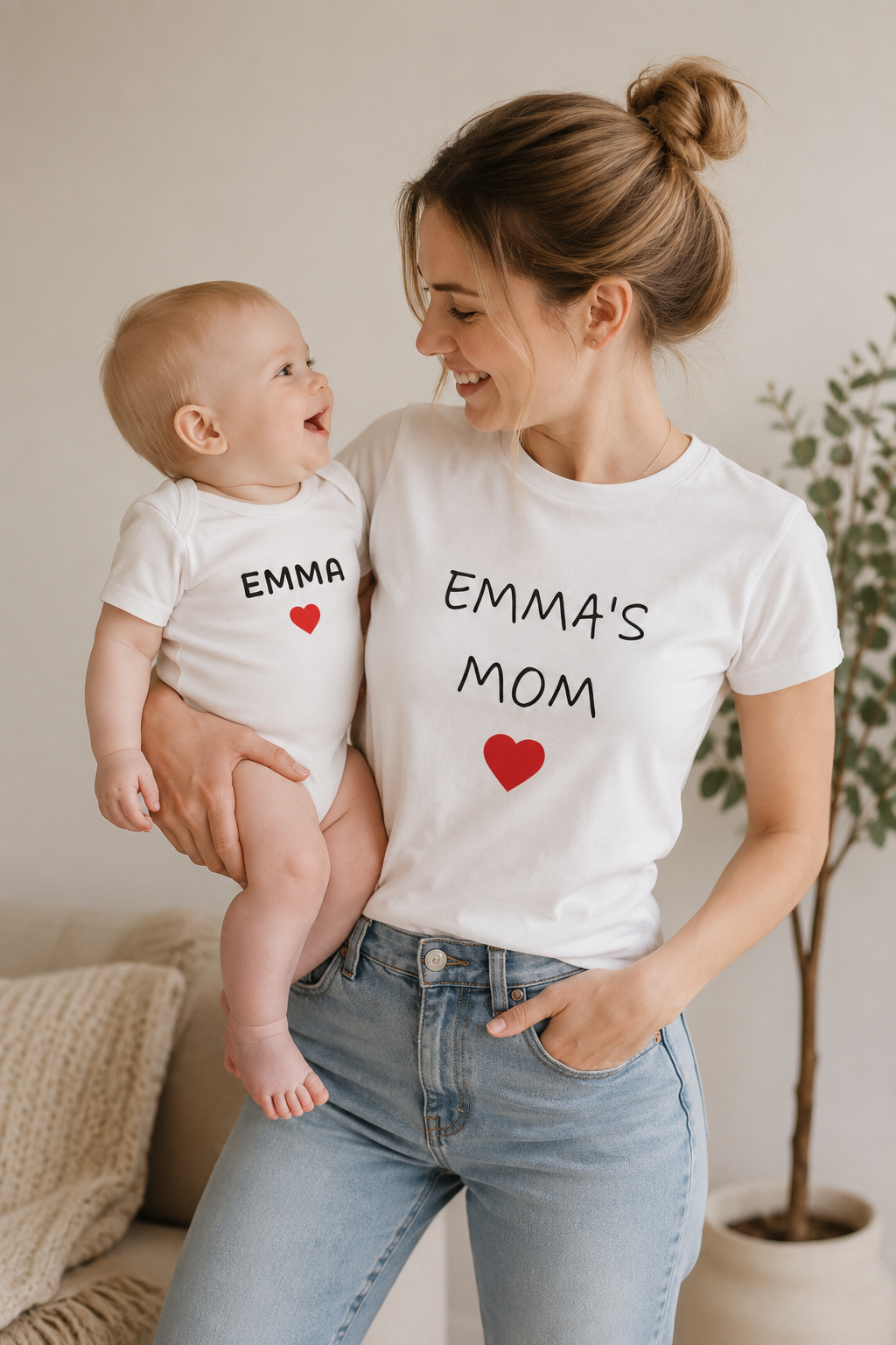 Personalized Mom T-Shirt — "Emma's Mom" Heart Tee | Mother's Day Gift